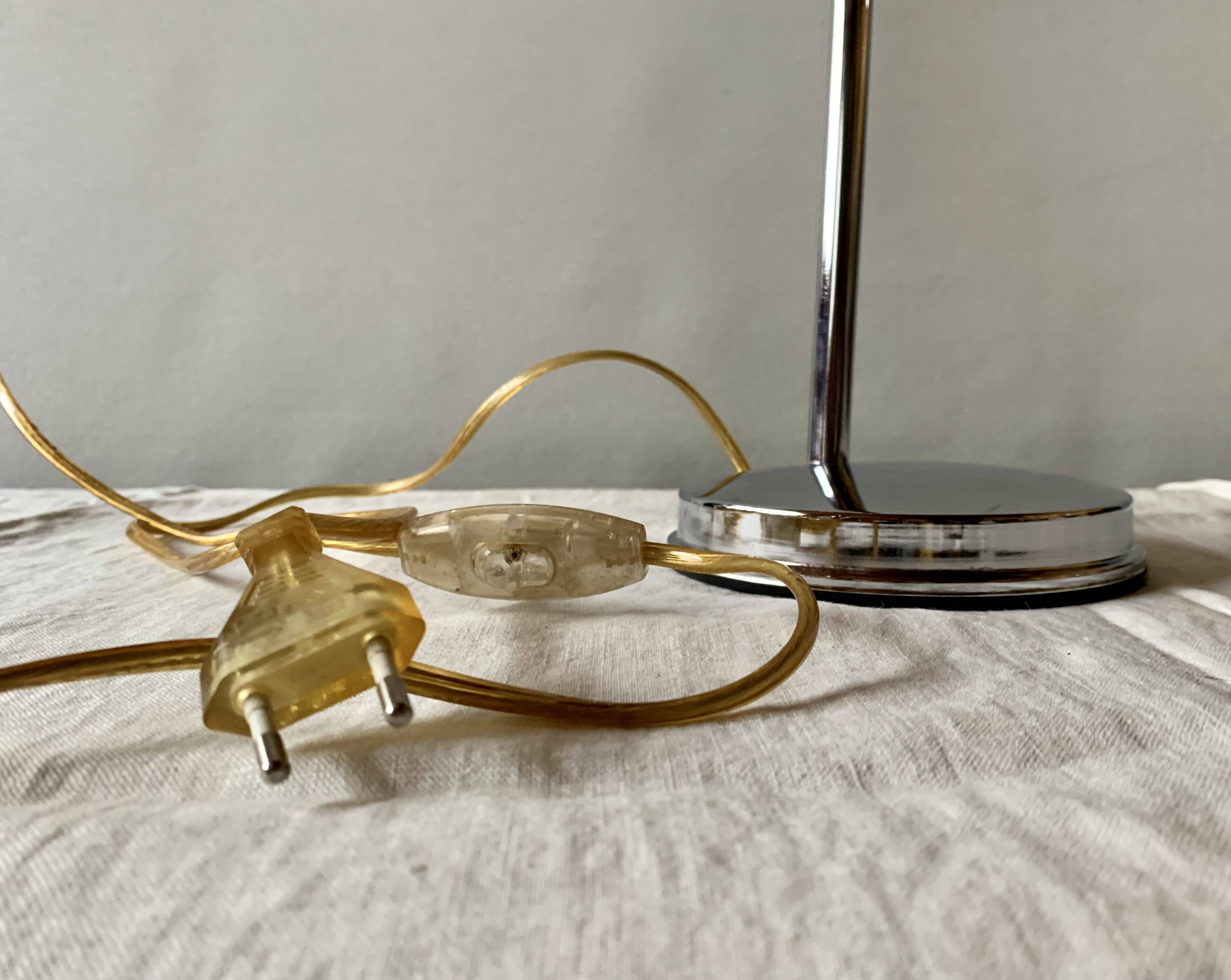 Massive vintage side lamp in chromed metal