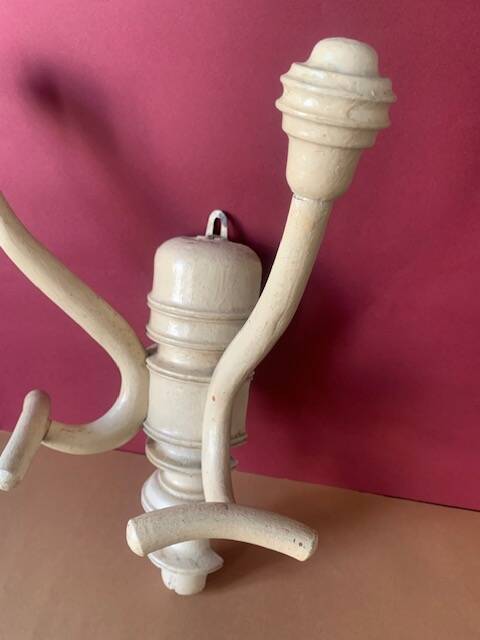 Old coat and hat rack, wall-mounted, in curved wood, from Bistrot, 1920