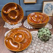 Set of 8 vintage Sicla Portugal slip artichoke plates