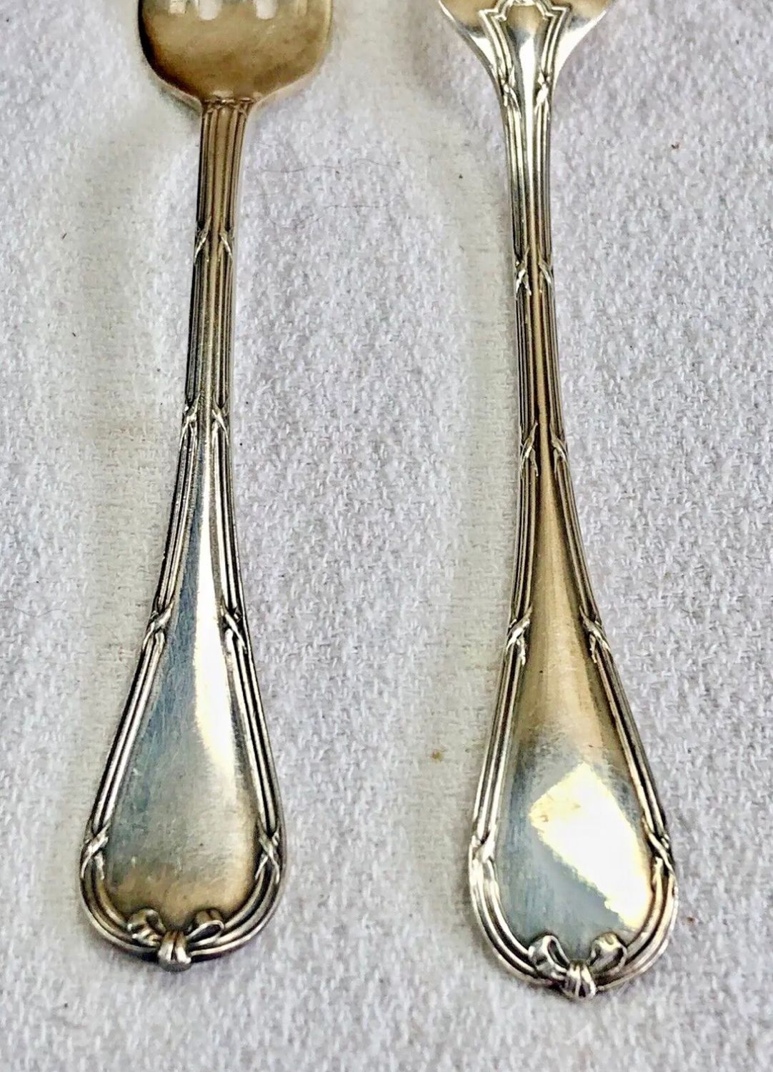 6 oyster forks Christofle crossed ribbons silver metal