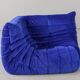 Togo corner chair in blue velvet by Michel Ducaroy for Ligne Roset