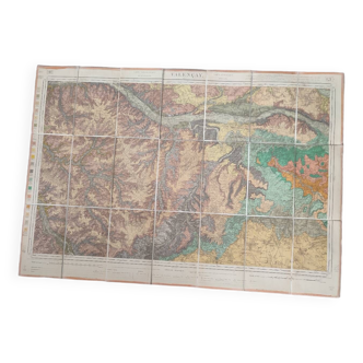 Carte géographique entoilée, Valençay 1891