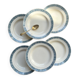 6 assiettes creuses terre de fer bleu longchamp modèle « rené »