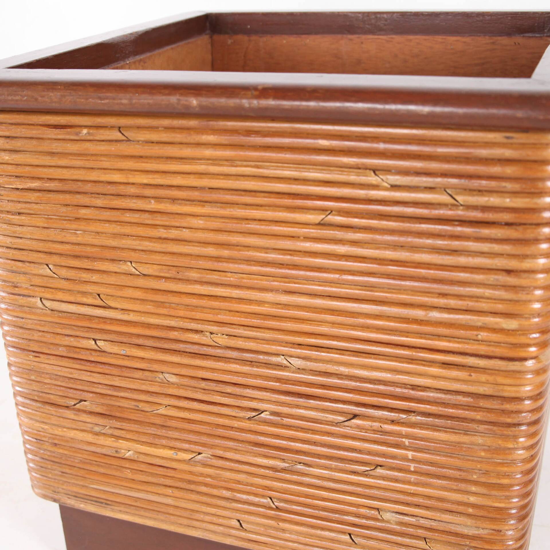 Rattan and wood planter