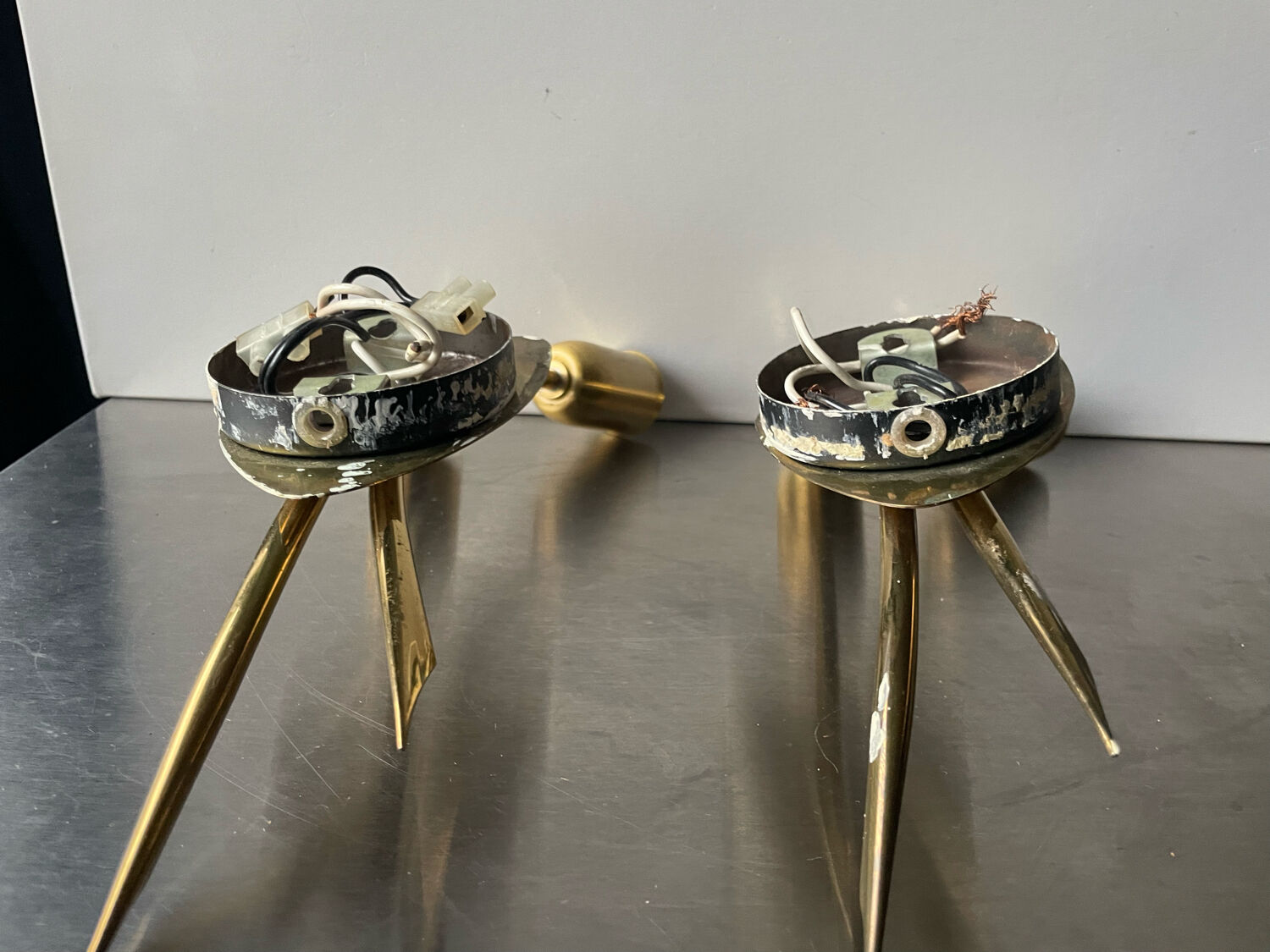 Pair of danish  mcm brass wall lamps sconces by fog & mørup