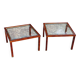 Pair of 1970s side tables in lacquered brass and glass