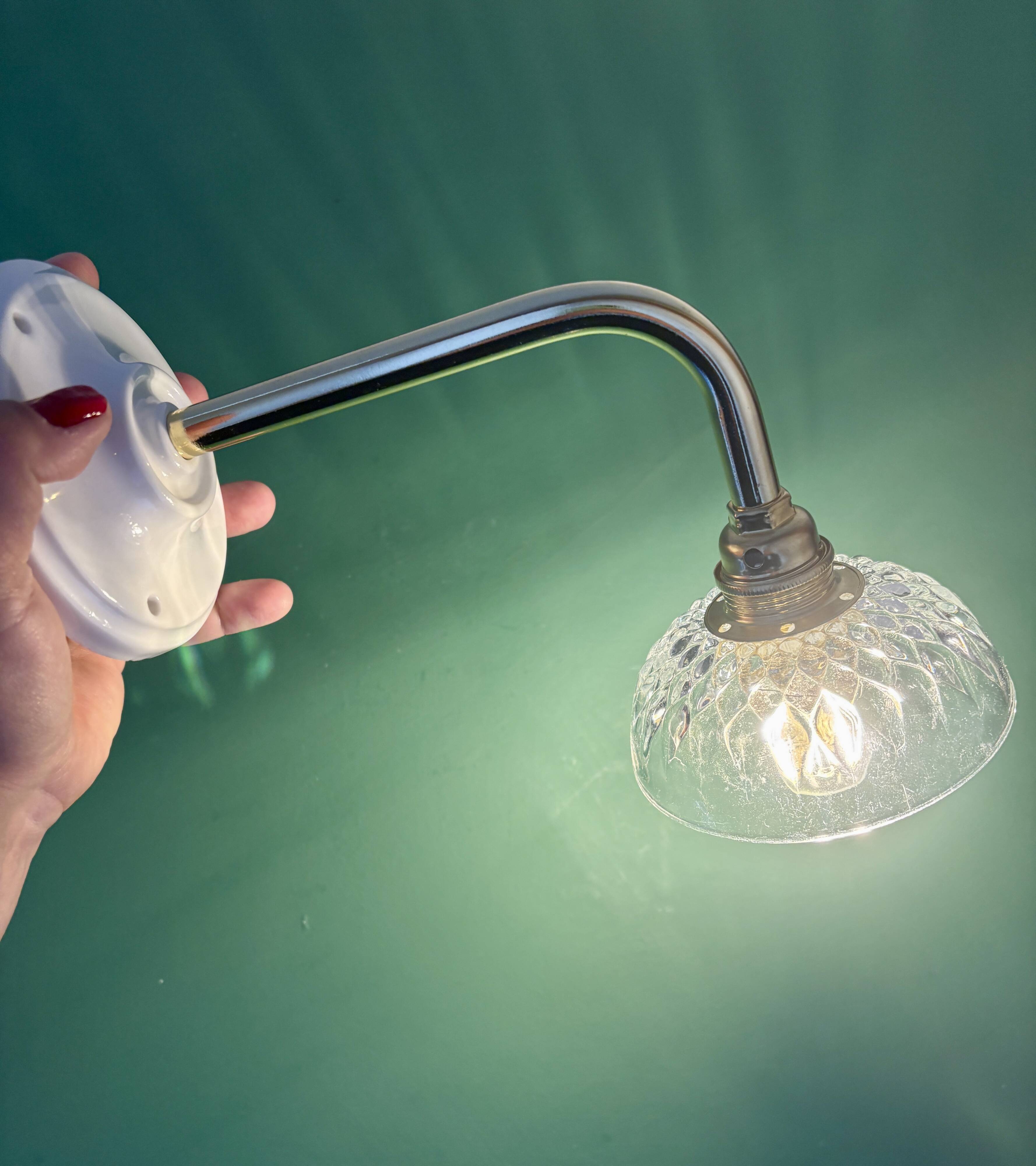 Vintage glass cut lampshade wall light - tableware collection -