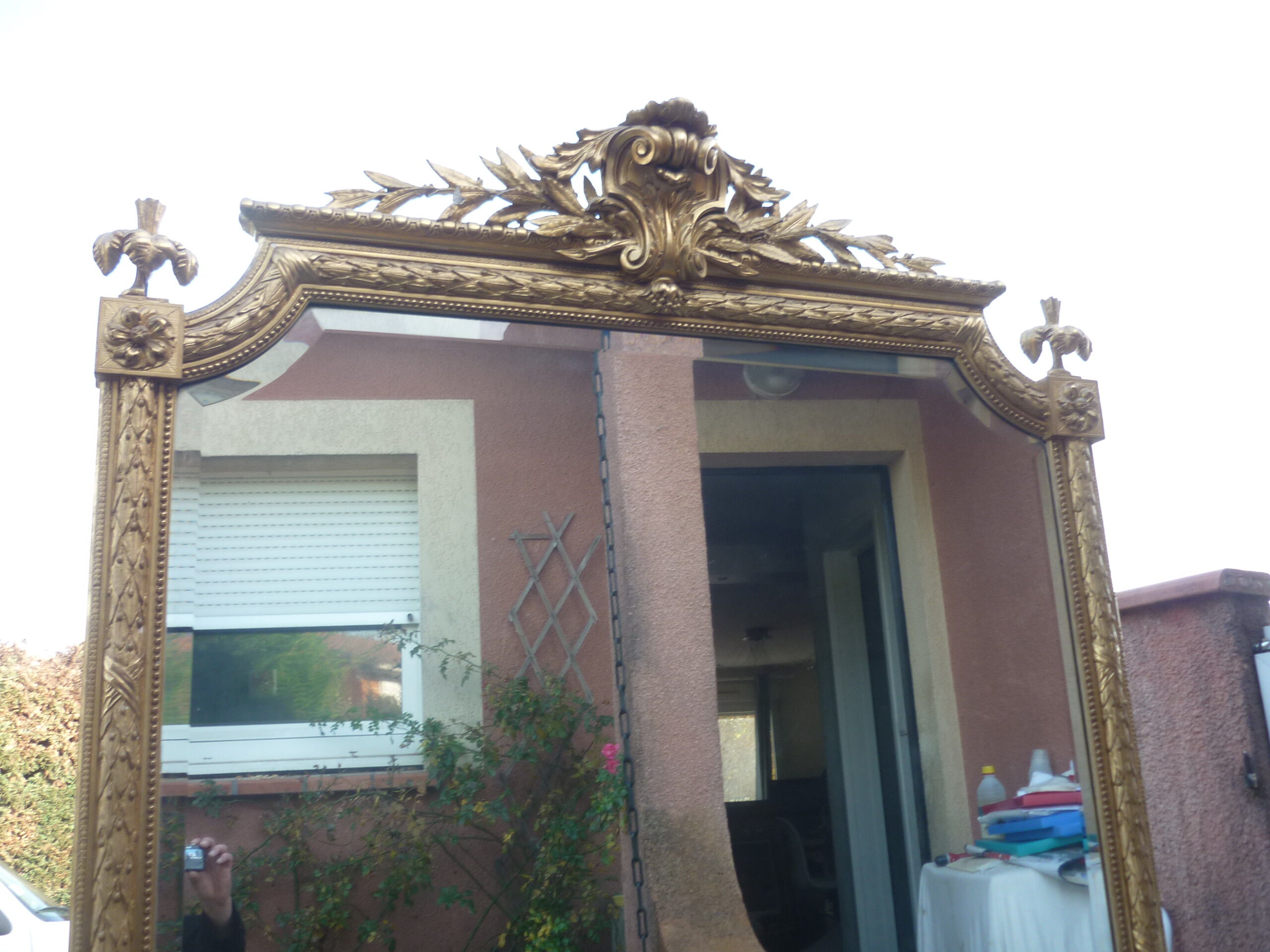 large 19th century mirror in gilded wood with gold leaf 140x195cm