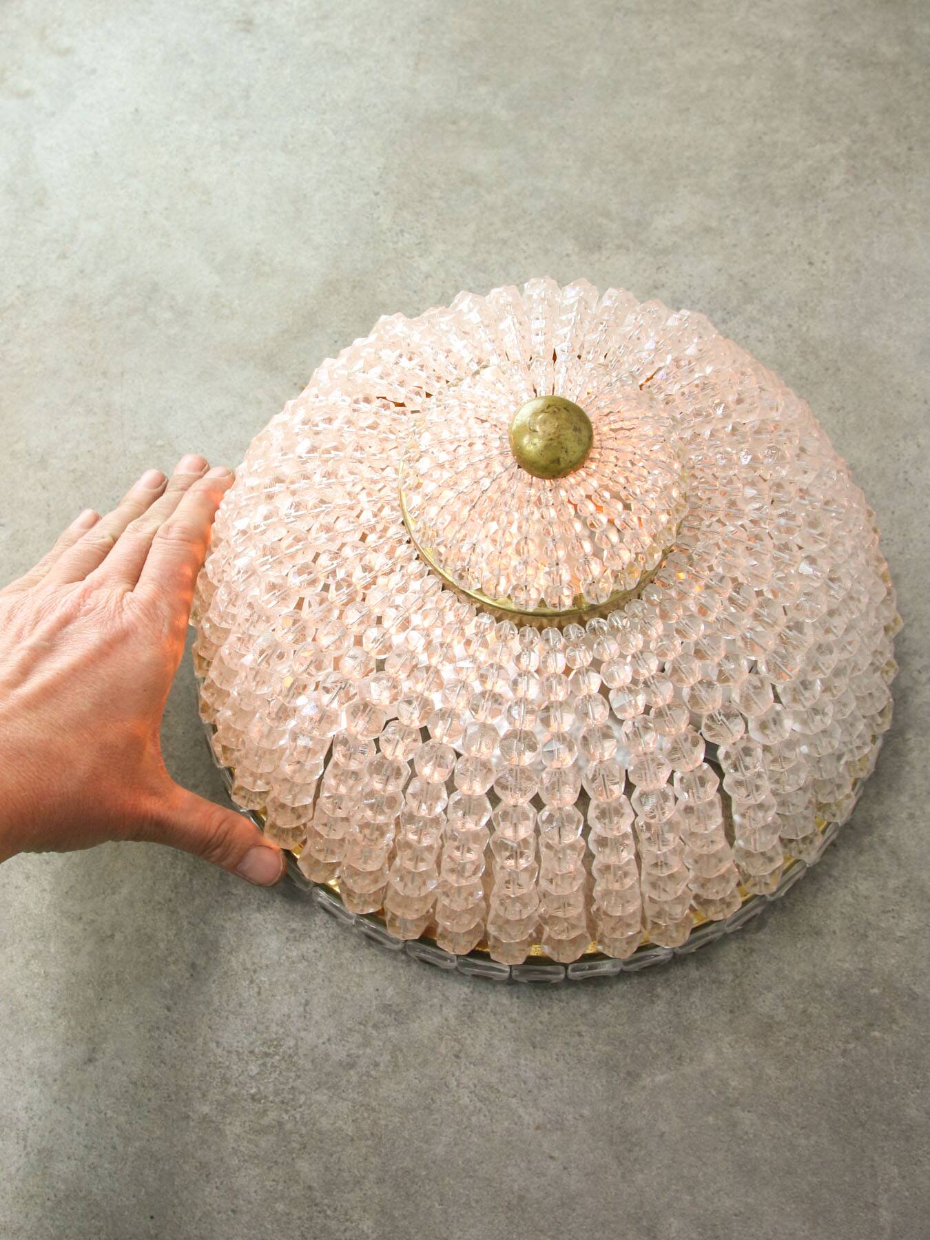 Mid-Century Czech Crystal and Brass Wall Lamp in Brass, 50s, set of 2