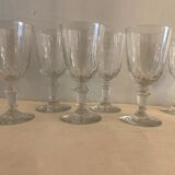 6 old blown foot glasses in Baccarat glass