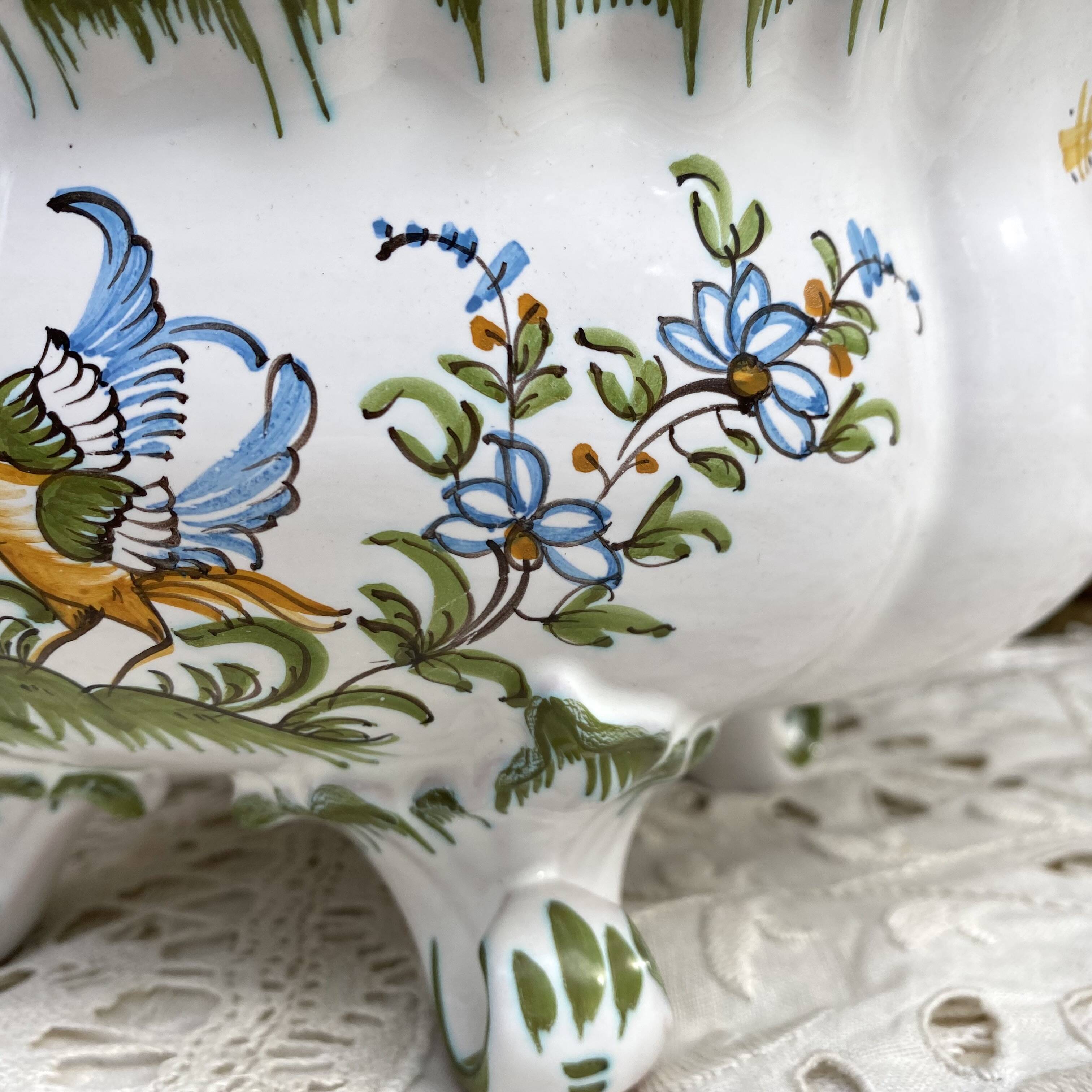 Hand-decorated earthenware soup tureen, Lallier Pottery