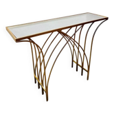 Console en fer doré et plateau miroir, Italie années 80