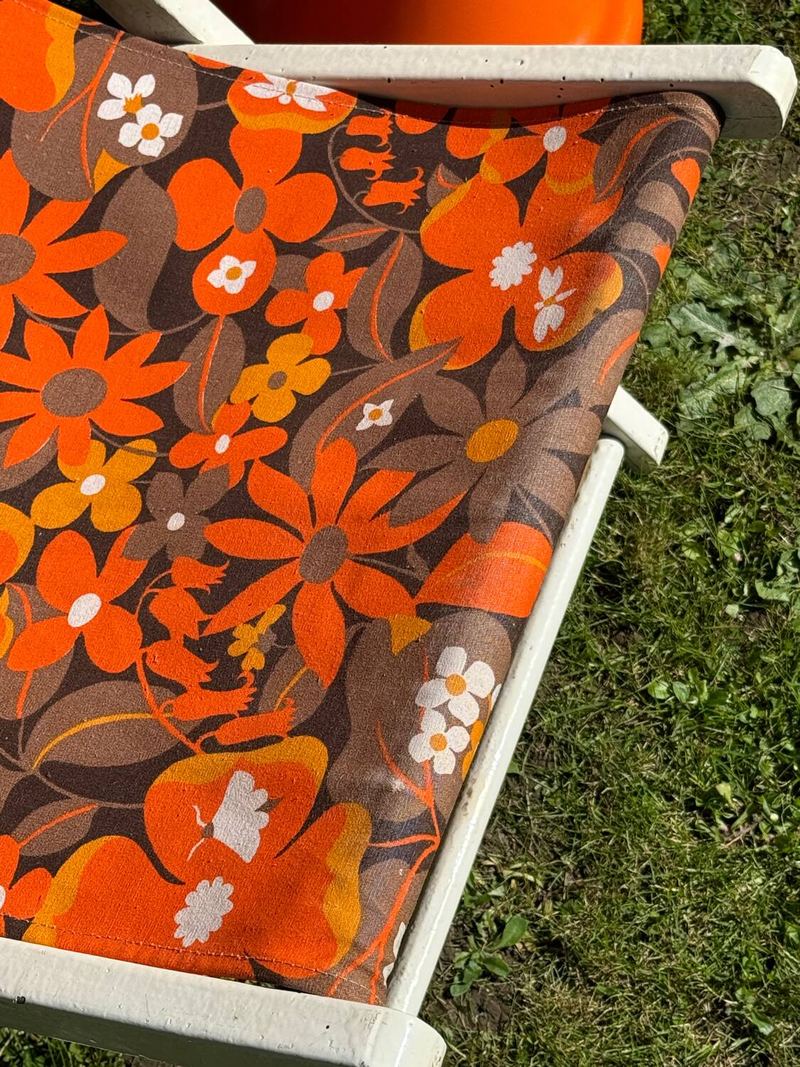 Old vintage flower deckchair