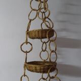 Suspension of three wicker baskets