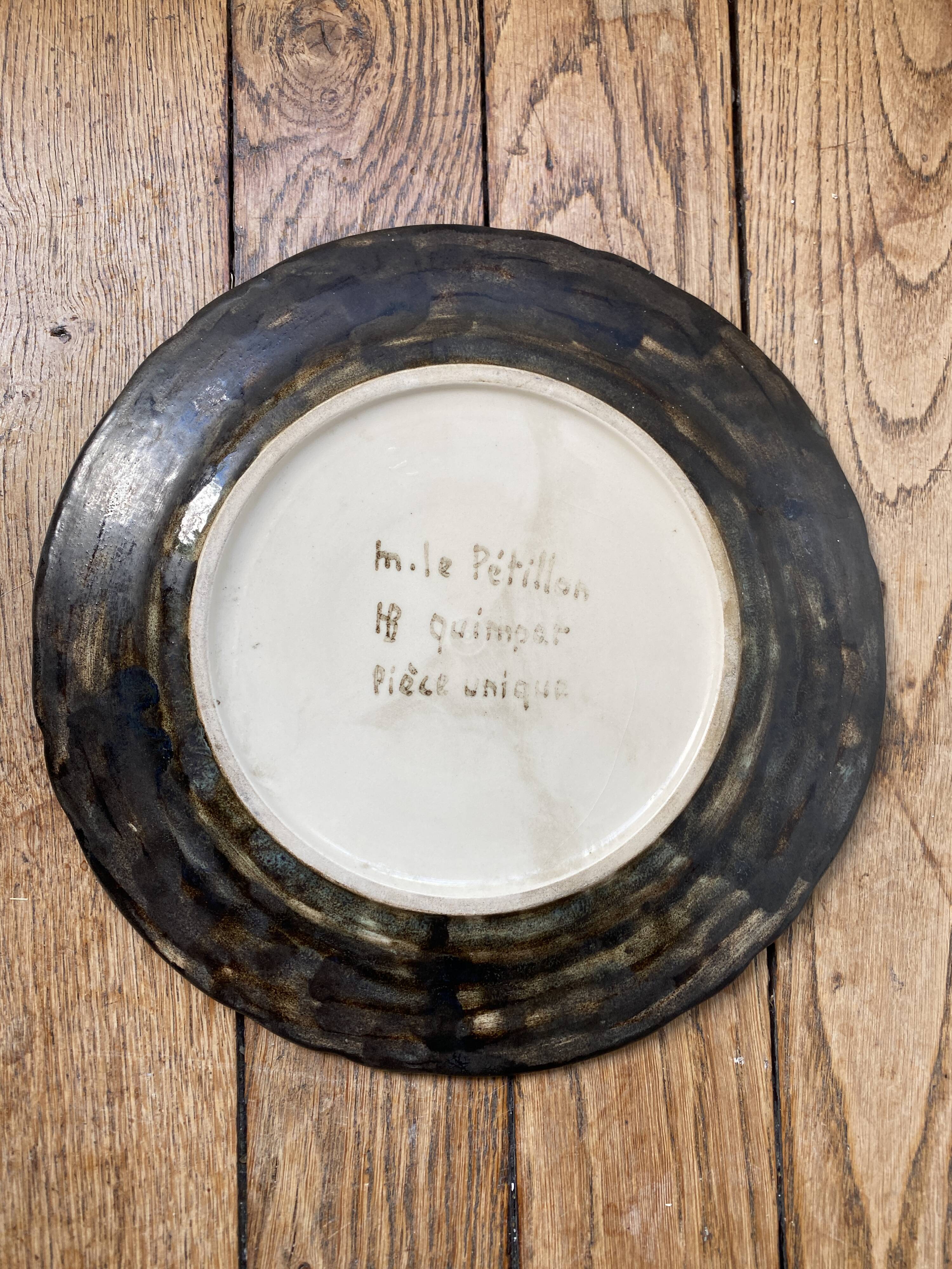 Enamelled stoneware dish Martine Le Pétillon Quimper