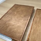 Duo of vintage wooden trays marked art deco