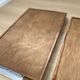 Duo of vintage wooden trays marked art deco