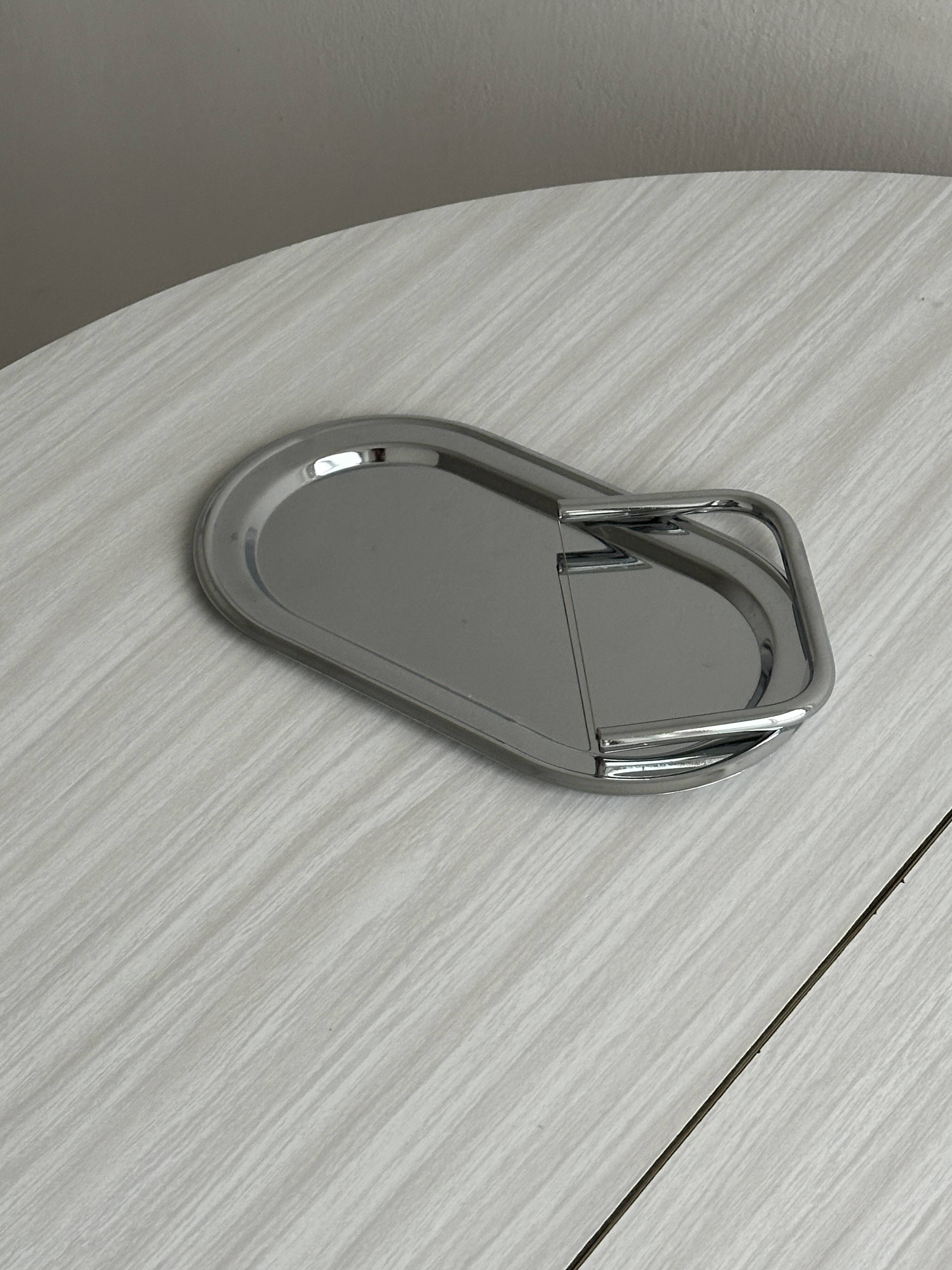 small oval metal tray