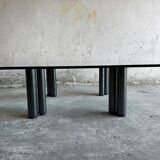 Transparent Glass and Metal Eta Beta Coffee Table by Marco Zanuso for Zanotta — 1970s Italian Modernist