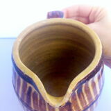 Country pitcher in ceramic yellow & brown stripes