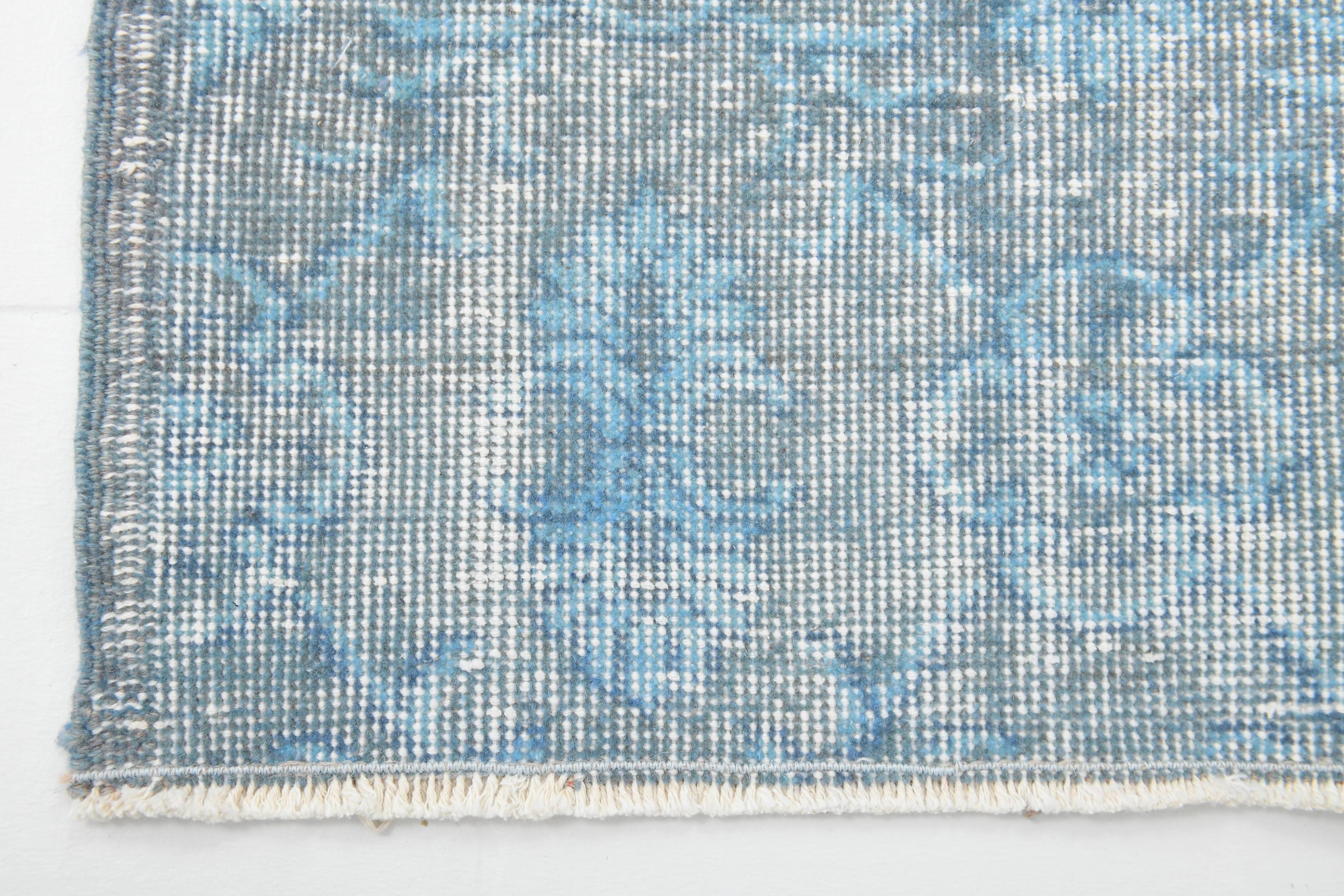 7x11 Turkish Light Blue Camouflage Pattern Vintage Rug, 223x329Cm