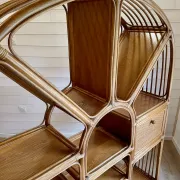 Large arch bookshelf "Pacific Rattan" sun cane bohemian chic