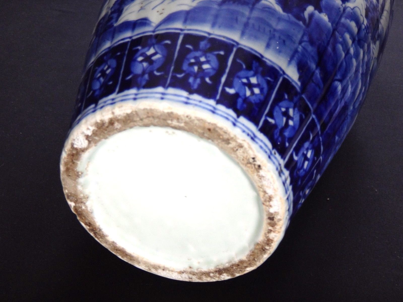 Japanese vase white blue 54cm bird JapanXIX