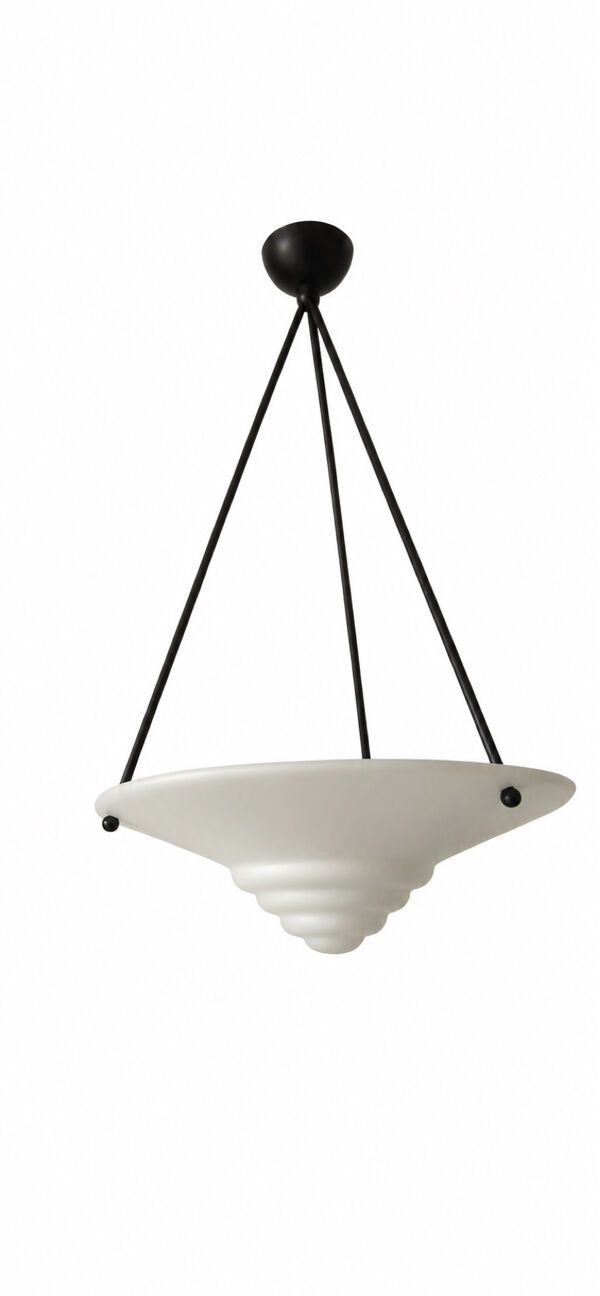 Suspension vasque vintage en verre opalin – Style Art Déco – Ø40 cm