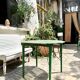Table de jardin pliante en bois vert et beige ⌀ 95 cm