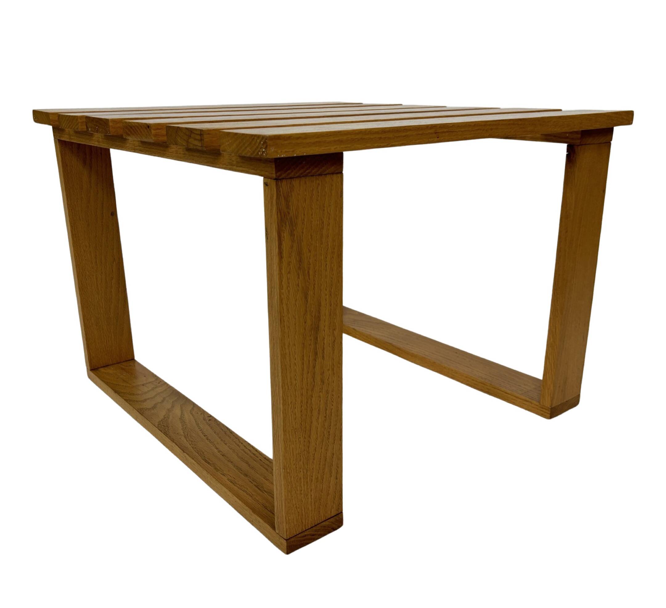 Vintage 1970s coffee table/side table, white oak slats slatted design