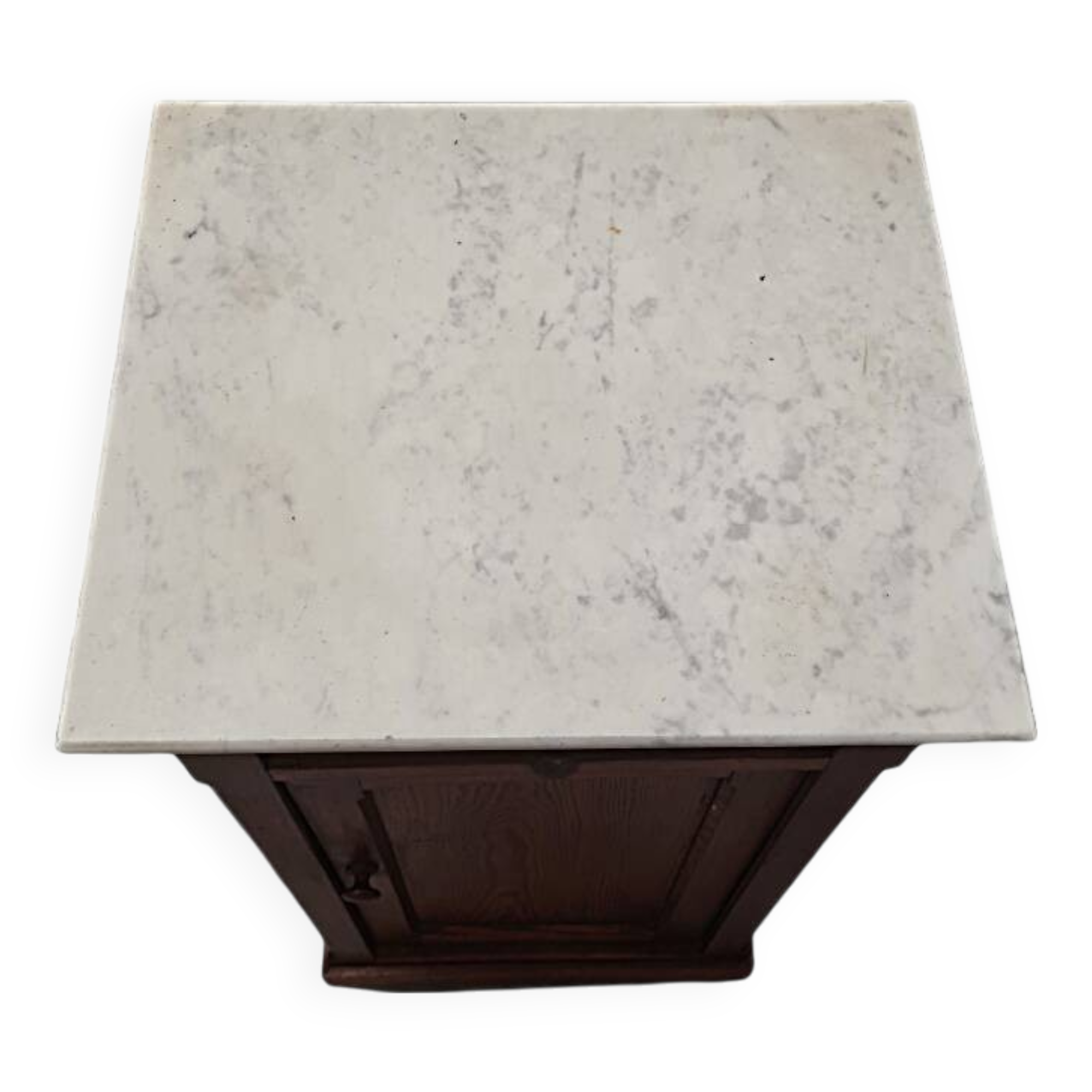 Antique Pine Bedside Table With Marble Top, late 1800s