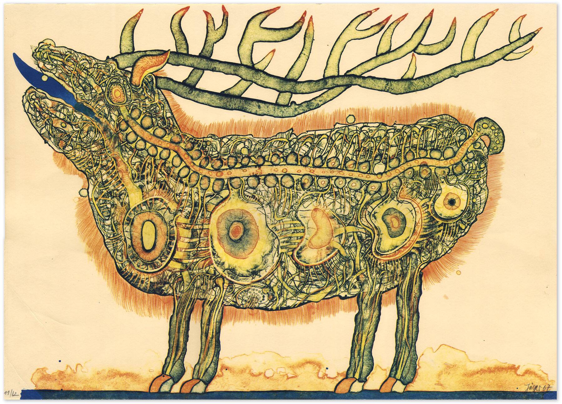 Signed 60s outsider art screenprint