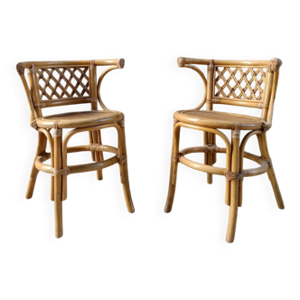 Paire de fauteuils en rotin vintage