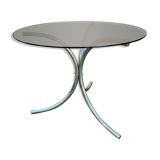 70s chrome metal and smoked glass table