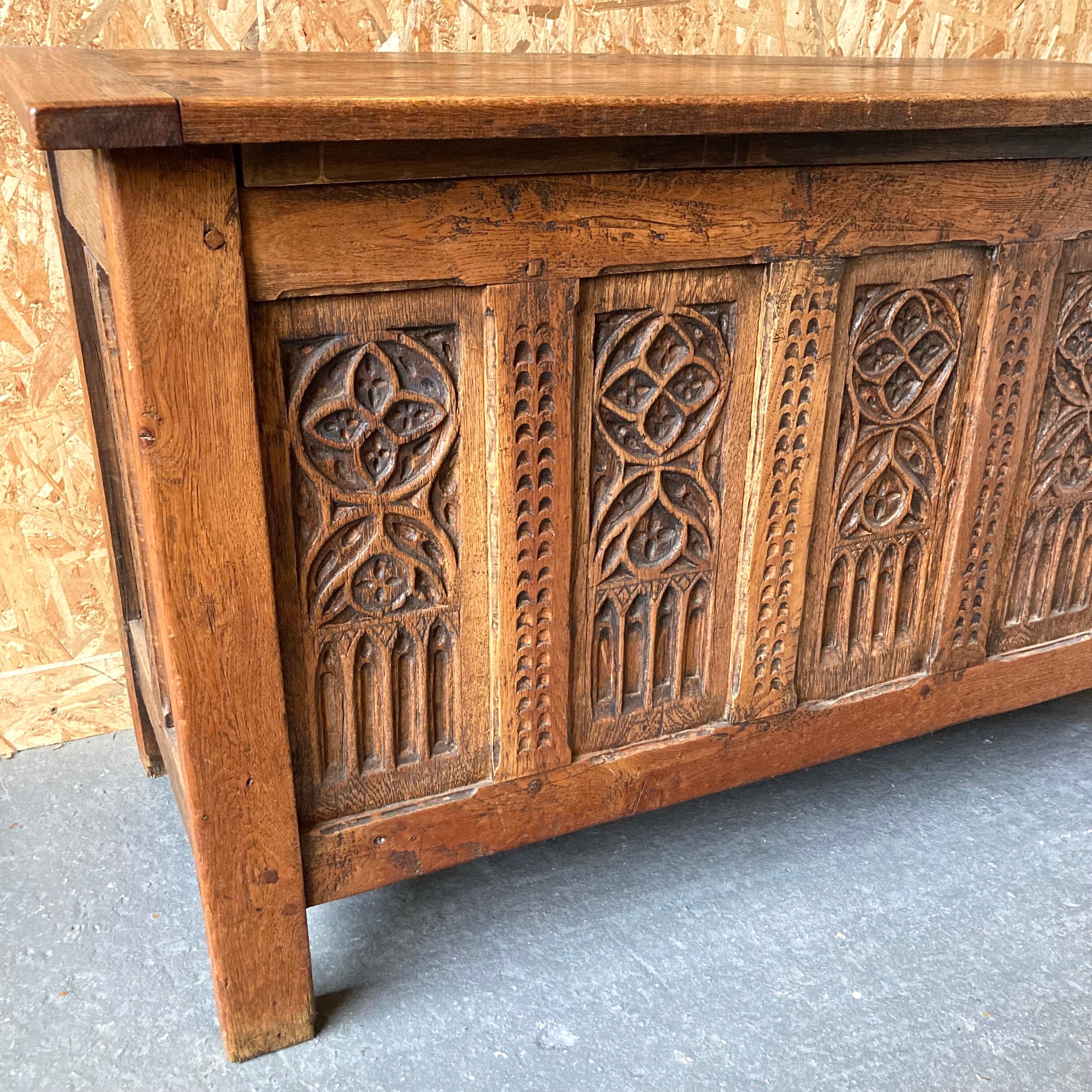 Carved wooden chest