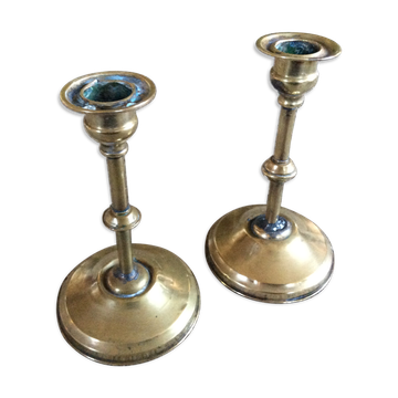 Paire de bougeoirs en cuivre