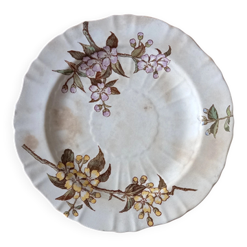 Assiette montée sur pied terre de fer anglaise Minton 1890