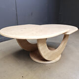 Vintage two tier travertine coffee table, 1970s