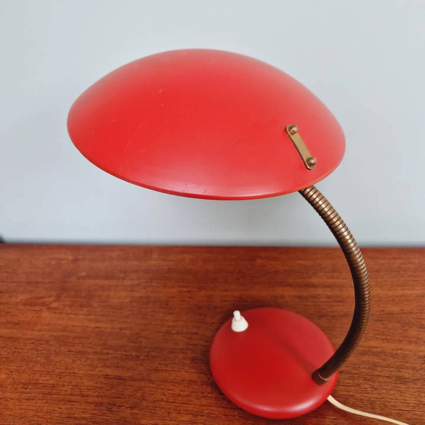 Articulated lamp in red lacquered metal, 1960s