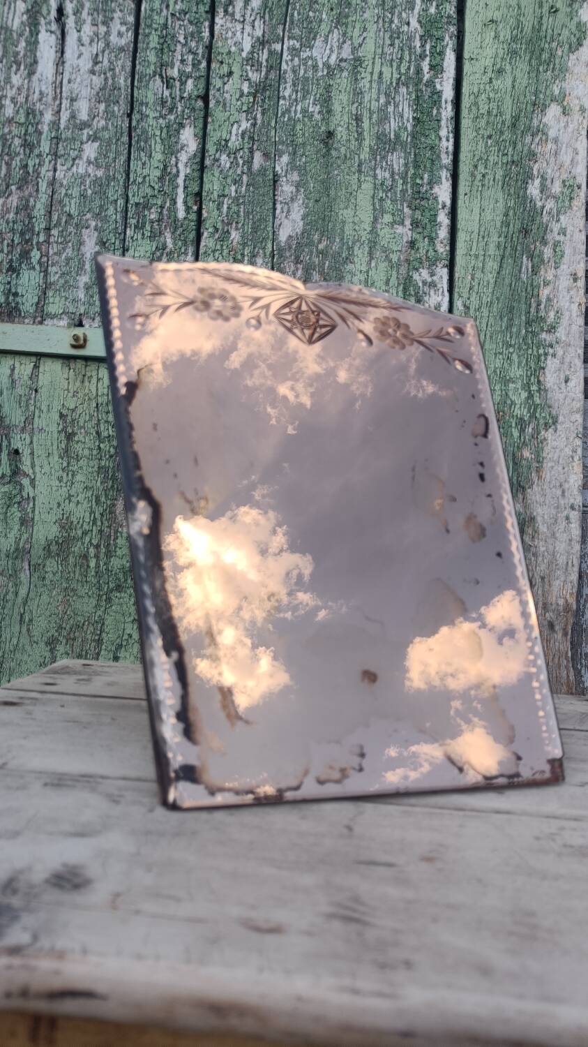 Pink art deco table mirror