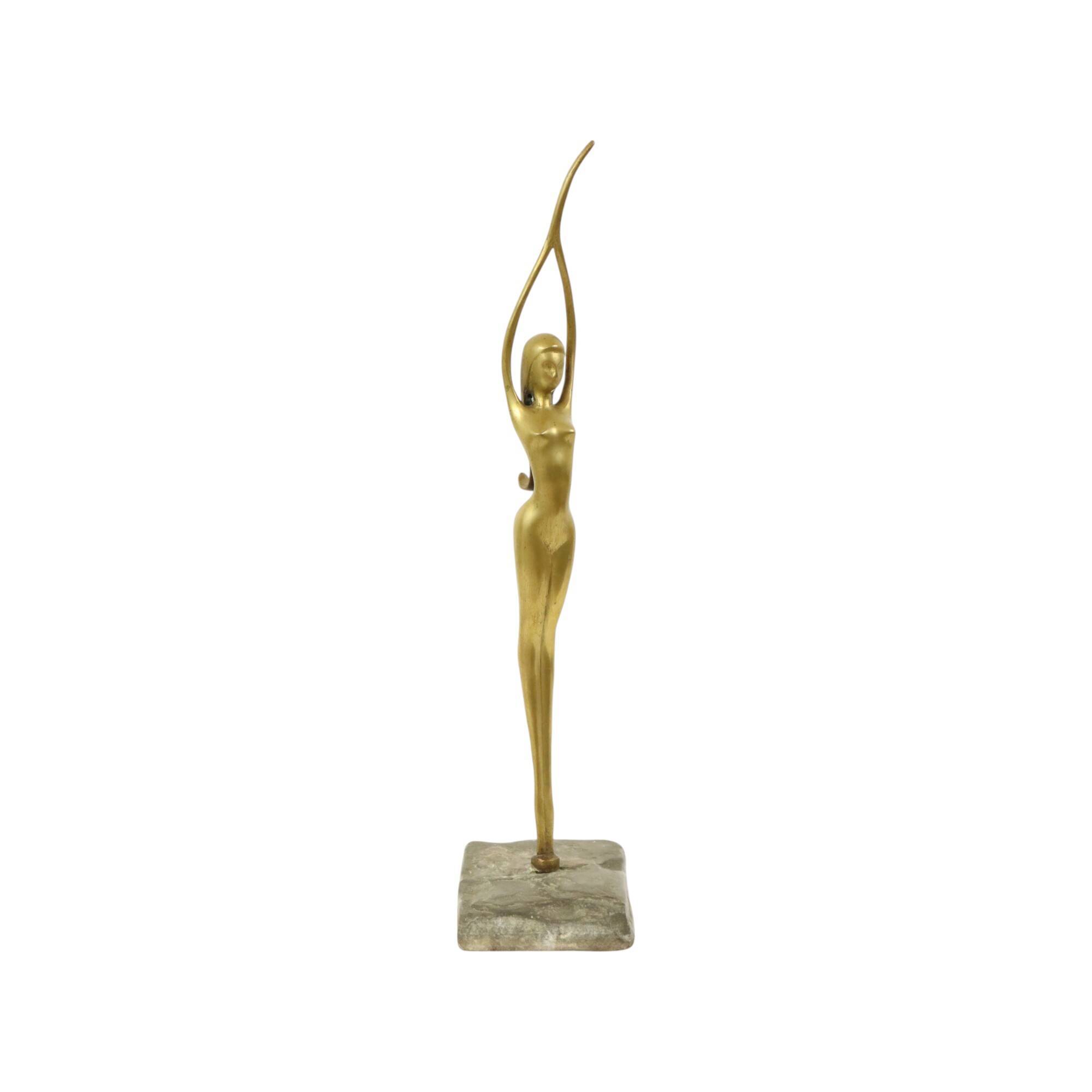 Abstract Image Nude Woman Ballerina Art Deco Style Brass 51cm