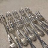 10 silver-plated cake forks by Christofle, Marly pattern