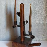 Rustic candle holder Art-popular solid wood and vintage wrought iron