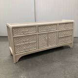 White wash sideboard made of woven rattan/bamboe, '70