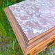 Louis XV style bedside table in wood veneer and marble