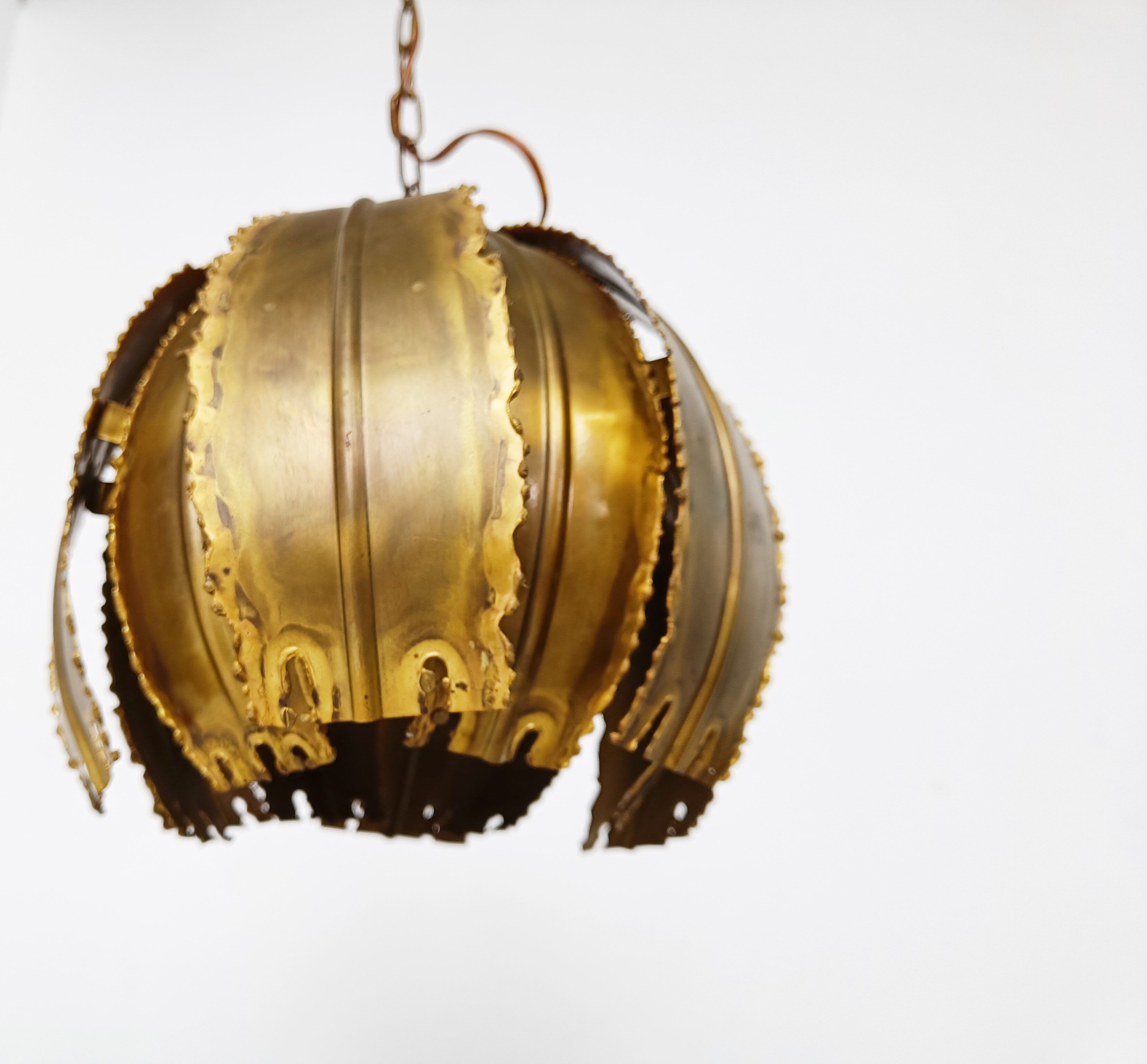 Vintage brass pendant light by Svend Aage for Holm Sorensen, 1960s