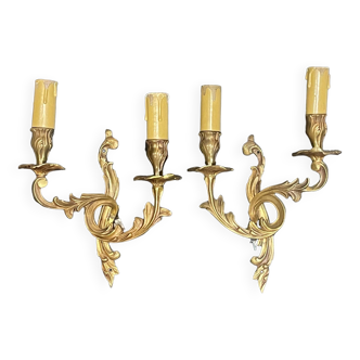 Pair of old louis xv bronze wall lights high 30 cm