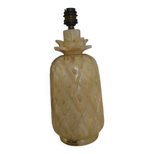 Pied de lampe Ananas en albâtre vintage