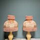 Pair of vintage bedside lamps with pink fringes