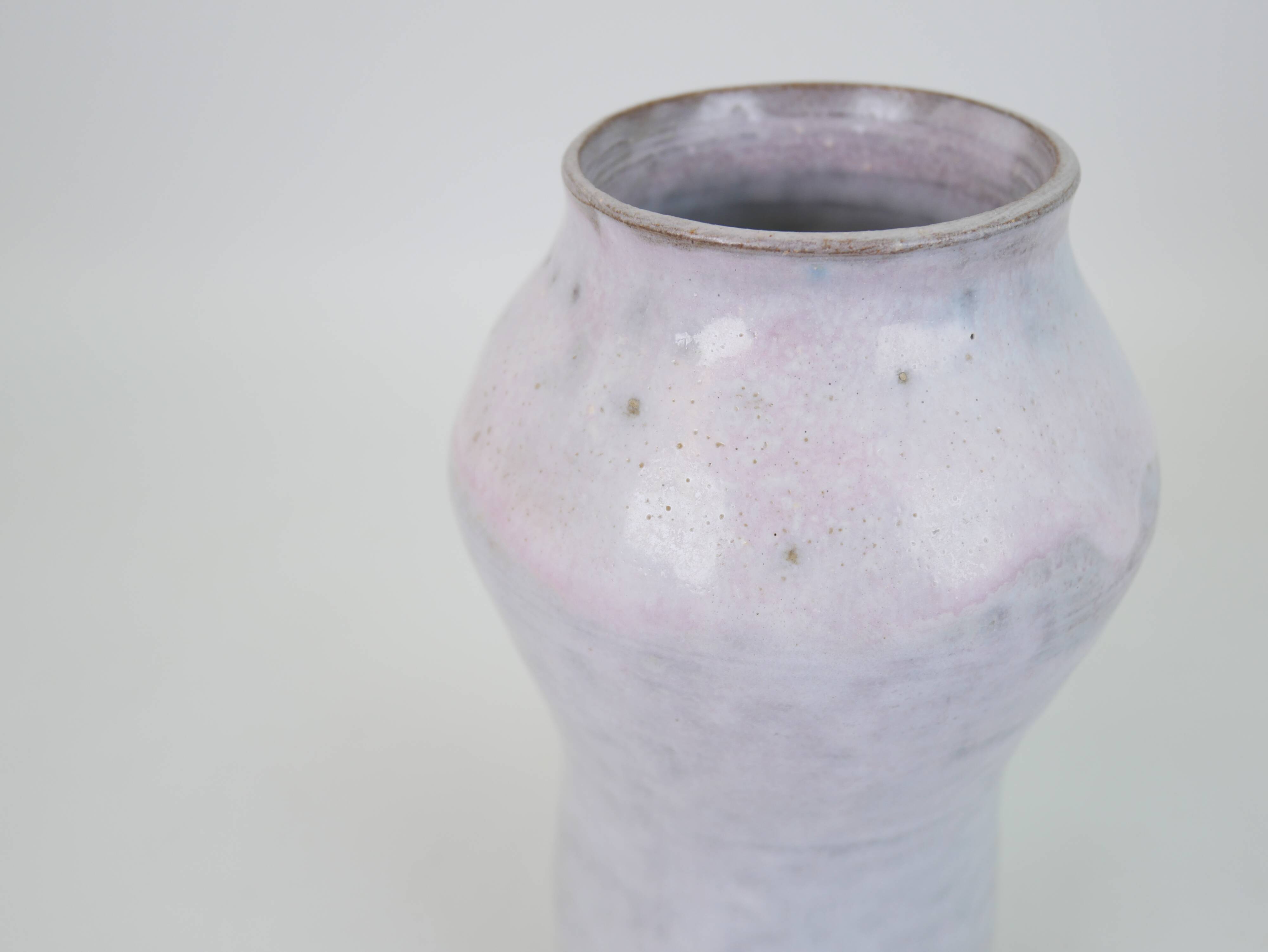 White-pink glazed ceramic vase